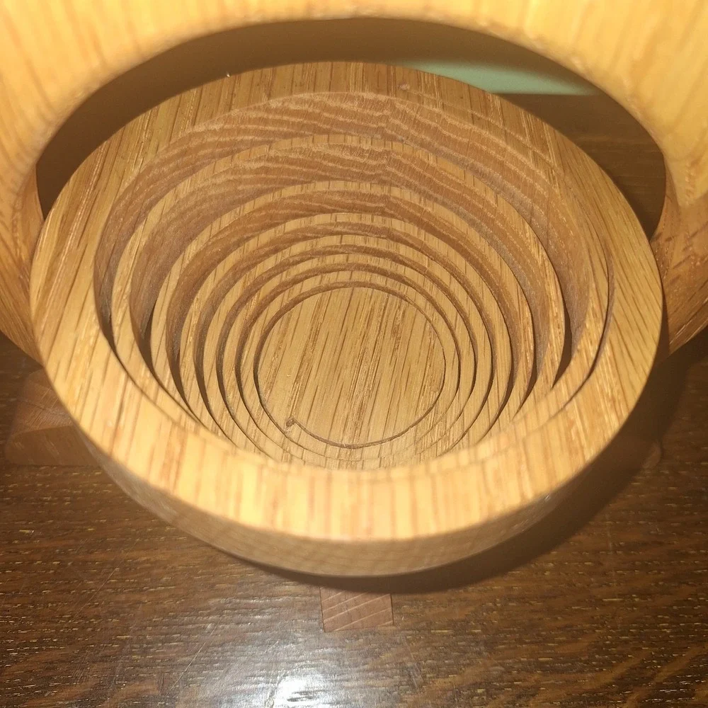 Carved Wood Tulips Collapsible Bowl Flower Basket Folds Flat Country Dutch